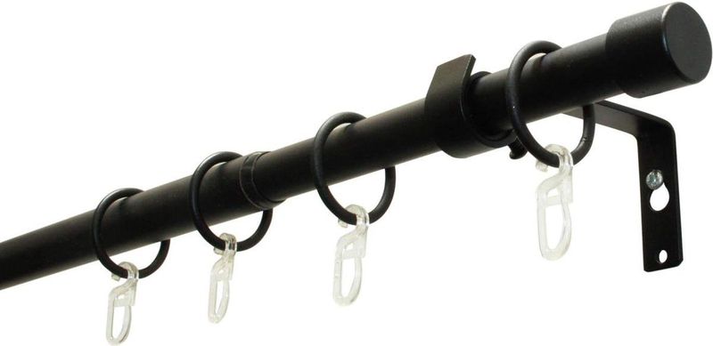 GARDINIA - Gordijnroede-set - Mat-zwart - 1 roede - Ø19/16 mm - Uitschuifbaar - 180-310 cm