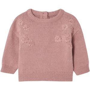 Sweater - Gebreide Trui - Baby - Met Geborduurde Bloemen - Lange Mouwen