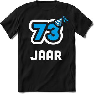 73 Jaar Feest kado T-Shirt Heren / Dames - Perfect Verjaardag Cadeau Shirt - Wit / Blauw - Maat 7XL