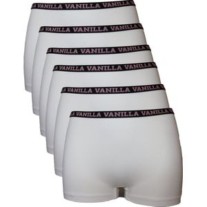 Vanilla - Dames boxershort, Ondergoed dames, Lingerie - 6 stuks - Egyptisch katoen - Wit - M
