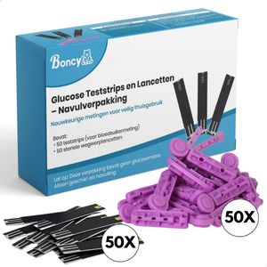 Boncy - Premium Glucosemeter Aanvulset - Teststrips en Lancets - Bloedglucosemeter