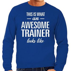 Awesome trainer - geweldige trainer cadeau sweater blauw heren - Vaderdag / verjaardagkado trui XL
