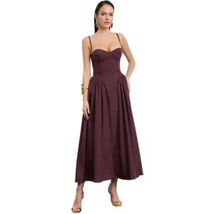 Trendyol Lichtblauwe A-Lijn Poplin Geweven Midi-Jurk Tprss24El00294