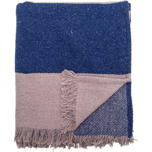 Bloomingville - Cadeo Plaid - Gerecycled Katoen - Blauw