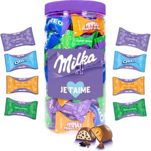 Milka Moments chocolade mix ""Je t'aime"" - Alpenmelkchocolade, toffee, hazelnoot en Oreo - 500g