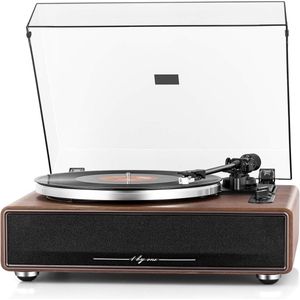 Platenspeler met Geïntegreerde Speakers - Bluetooth Draaiplateau - 33/45 RPM - Riem Aandrijving - Magneet Pickup Systeem - Vinyl Record Player - Auto-Stop - Versterker