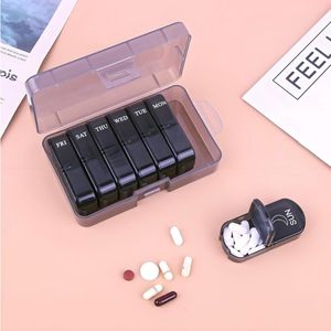 Pillendoosjes 7 Dagen 2 Vakken - Pillendoosje 7 Dagen 2 Compartimenten - Medicijnorganizer 7 Dagen Pillendoosje - Draagbaar Pillendoosje - Pillendoosje Voor Op Reis Met 14 Grote Compartimenten Voor Pillen En Vitamines - Zwart