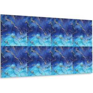 Tulup PVC Wandpaneel - Blauwe Marmer Vinyl Wandpaneel - 100 cm x 50 cm - Veelkleurig Vinyl Wandpaneel - 1 stuk - PVC Wandpaneel - Marmer Muurpaneel - Vinyl Wandbekleding - Plaktegels Keuken en Badkamer