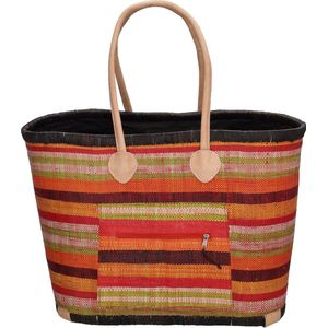 PE Florence Raffia Rieten mand XL - Rood