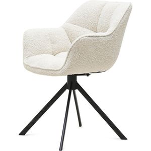 Riviera Maison Eetkamerstoel Met Armleuning - Carnaby Dining Armchair Mouliné - Linnen - Naturel