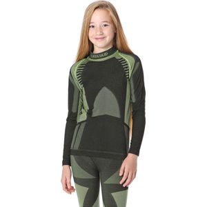 Ladeheid Kinderen Thermoshirt - Thermo ondergoed – Jongen - Meisje - Thermokleding - Longsleeve - LA-SS-Thermo-Shirt-Women - Zwart/Groen - 122-128