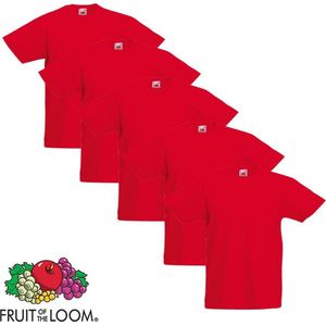 Fruit of the Loom Kinder t-shirts origineel rood maat 116 5 st