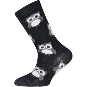 Kindersokken Donkergrijs met Uiltjes-27/30