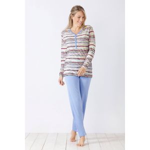 Speels gestreepte dames pyjama Hajo - Blauw - Maat - 36/38