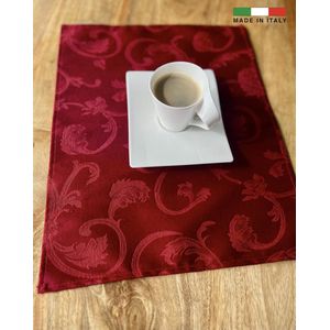 Textiel Placemat DAMINA Italy - Set van 4 Placemats - Bordeaux - 45cm x 35cm - Waterdicht - Vuilafstotend - Makkelijk schoon