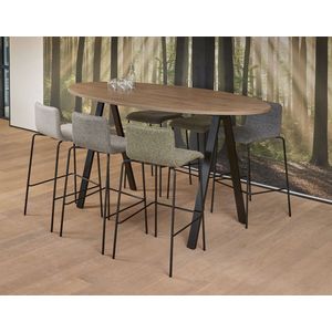 Bartafel Victory Ellips hoog 220x110 cm frame Zwart (RAL9005) blad Lichtgrijs