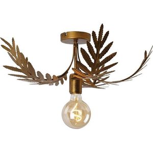 QAZQA botanica - Landelijke Plafondlamp - 1 lichts - Ø 46 cm - Goud/messing - Woonkamers-sSlaapkamer