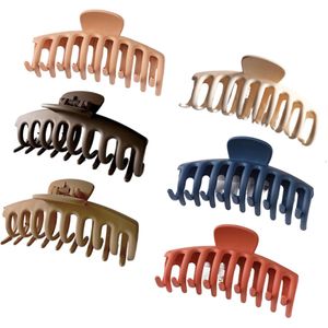 Haarclips - Haarklemmen Dames - Haarclip Groot - Grote haarclips - Extra grote haarclips - Haarclips met sterke grip - Geschikt voor vrouwen en meisjes met dik of dun haar. - Rood, Blauw, Gebroken wit, Chocolade, Oranje, Koffie - 6 stuks
