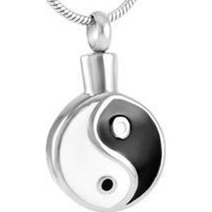 ashanger ying yang-zilverkleurig-zwart-wit-staal-3x2cm