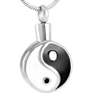 Zilverkleurige Ying Yang Ashanger 3x2cm