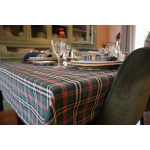 Tafelkleed Castle groen 180 rond (Strijkvrij) - Schotse ruit - kerst - tartan - traditioneel - vintage