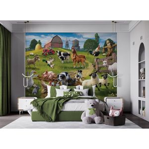 Walltastic - Boerderij - Boerderijdieren - Posterbehang – Kinderbehang - XXL (305 x 244 cm) – 6 Panelen