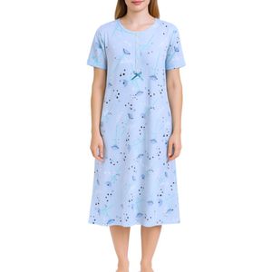 Dames nachthemd lang model met lange mouwen 6990 130CM Double Jersey XL wit/groen