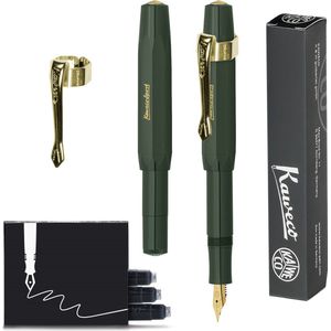 Kaweco  (3delig) - Vulpen CLASSIC SPORT GROEN Fountain Pen - Extra Breed - Nostalgie Oktogonal Clip Vergoldet - Doosje Vullingen