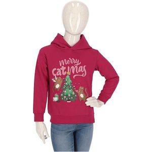 Apollo - Kids - Kerst - Hoodie - Merry - Catmas - Cyclaam - Maat 140/146