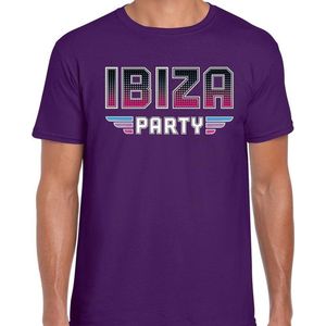 Ibiza party feest t-shirt paars voor heren - paarse 70s/80s/90s disco/feest shirts / outfit /Ibiza party S