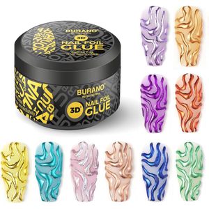 Nail Art Foil Lijm Gel voor 3D Design met Folie Stickers Set - UV LED 8G