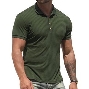 Heren Poloshirt Korte Mouwen - Donker Groen, Slim Fit, Comfortabel en Ademend