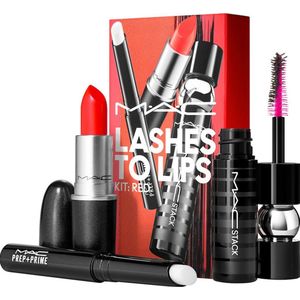 M.A.C Lashes To Lips Kit: Red - Lipstick RED + MASCARA + Prime Lip