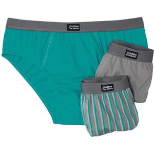 ATLAS FOR MEN - Set van 3 effen en gestreepte onderbroeken van katoen - Heren - Verkrijgbaar in grote maten - XL