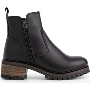 Mysa Ivy dames leren enkellaarzen - Gevoerde boots - Zwart Leer - Maat 40