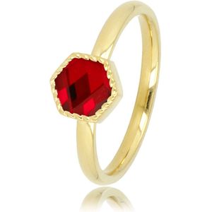 My Bendel - Gouden ring met donkerrode glassteen - Gouden ring met donkerrode glassteen - Met luxe cadeauverpakking