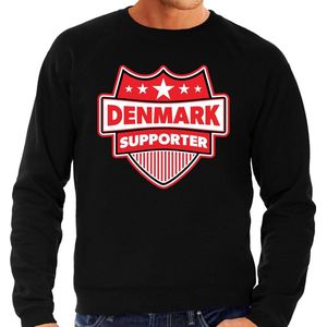 Denmark supporter schild sweater zwart voor heren - Denemarken landen sweater / kleding - EK / WK / Olympische spelen outfit S