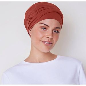 Christine Headwear - Viva Headwear - Emmy V Turban - Dusty Red - Katoen & Viscose - Chemo Mutsje / Sjaaltje
