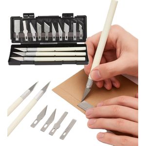 Professionele Scalpelmes Set – 13-delig – RVS Hobby & Precisie Snijset – Chirurgisch Mesje met 3 Handgrepen & 10 Verwisselbare Mesjes – Inclusief Opbergdoosje