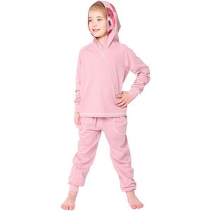 Ladeheid Kinderen Pyjama - met Capuchon - Lange mouwen - Lange broek - Katoen - LA-LA40-236-PJ - Roze Varkentje - 110-116