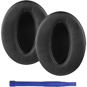 Allecto Plus - Zwarte Oorkussens compatibel met hoofdtelefoons HD 450BT, HD 4.50BTNC, HD 4.40BT en HD 350BT, zacht eiwitleer en traagschuim