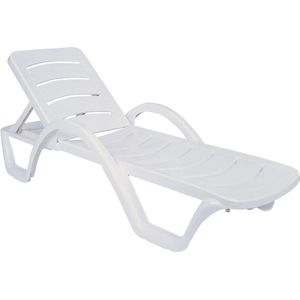 Ligbed - Ligstoelen tuinmeubelen - Ligstoelen set - Wit