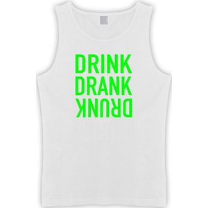 Witte Tanktop met “ Drink. Drank, Drunk “ print Groen  Size S