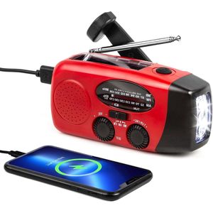 Noodradio - Radio voor Nood Zonne-energie Weerradio voor Noodgevallen Thuis Camping AM/FM Dynamo-zaklamp SOS-alarm Radioline Draagbaar Oplaadbaar
