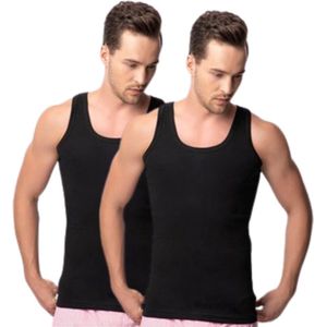 2 Pack Top kwaliteit onderhemd - 100% katoen - Zwart - Maat XL
