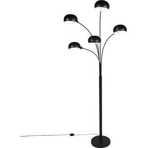 QAZQA sixties fl - Design Vloerlamp | Staande Lamp met zwenkarm - 5 lichts - H 1980 mm - Zwart - Woonkamer