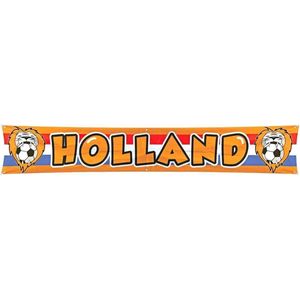 2x Oranje mega banner/ vlag Holland 370 x 60 cm - Oranje Ek/ Wk versiering artikelen