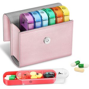 Ibenzoa® Compacte Medicijn Organizer Met Vier Vakken Per Dag En Stijlvolle Draagtas Voor 7 Dagen Gebruik