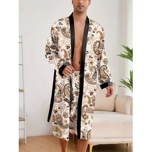 ochtendjas badjas pyjama satijn heren nachtkleding groen goedkoop huispak comfort mannen glans reverkraag knopen elastisch lange mouwen lange broek