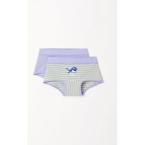 Woody meisjes duopack short - lavendel gestreept + effen - walvis - 231-1-SHE-Z/039 - maat 92